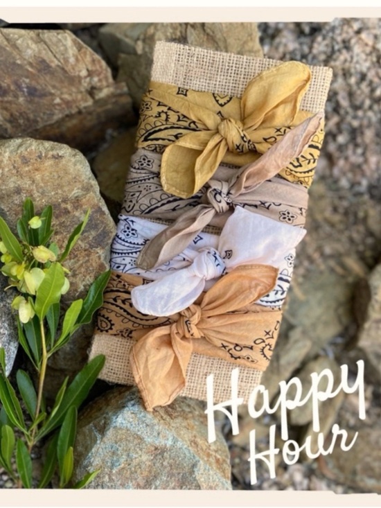My. Daughter's Closet Accessories - BANDANA Set Hand Dyed Sun Bleached "Happy Hour” Set of 4) ⭐️NWT
